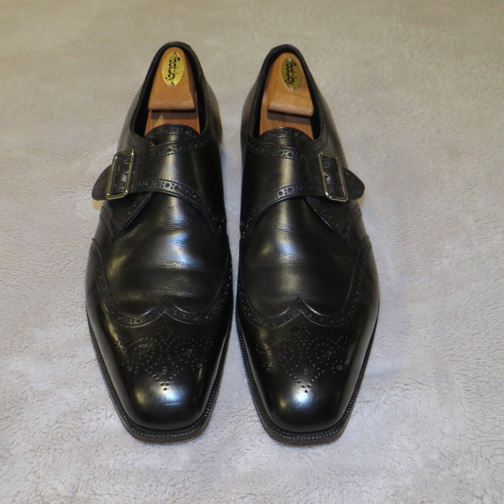 Edward Green Ralph Lauren Purple Label Montgomery Black Brogue Monk Loafers 13D